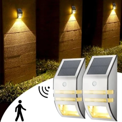 Afbeelding van solar lampen voor buiten met bewegingsmelder 2 stuks wandlamp 3000K warm wit IP65 waterdichte tuin veranda patio pad garage hek licht