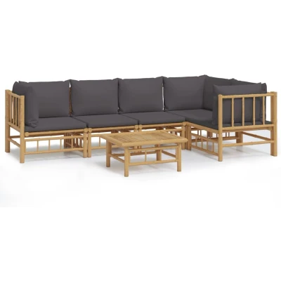 Afbeelding van vidaXL 6 delige Loungeset met kussens bamboe donkergrijs