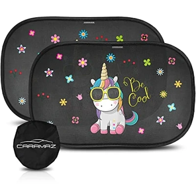 Afbeelding van Zonnescherm voor in de auto met UV bescherming Zelfklevend, baby&#039;s en huisdieren (2 stuks), Baby M/L 51x31 cm Unicorn Design