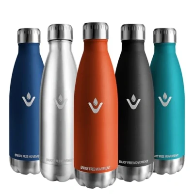 Afbeelding van Vikaster Waterfles, 500 ml, thermosfles, BPA vrije drinkfles, lekvrije waterfles voor school, sport, fiets, camping, fitness, outdoor