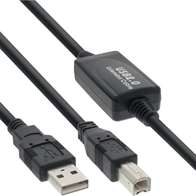 Afbeelding van InLine actieve USB naar B kabel USB2.0 10 meter