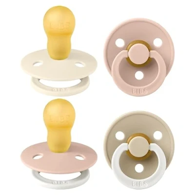 Afbeelding van BIBS Colour speen verpakking 4 stuks, BPA vrije fopspeen, Ronde speen. Natuurlijk rubberlatex, Gemaakt in Denemarken. Maat 3 (Verpakking stuks), Blush Glow Mix