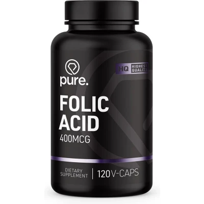 Afbeelding van PURE Folic Acid 400mcg Foliumzuur Vitamine B11 120 capsules