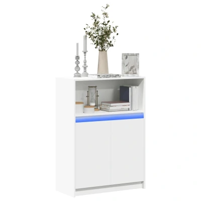 Afbeelding van Dressoir met LED 72x34x100 cm bewerkt hout wit