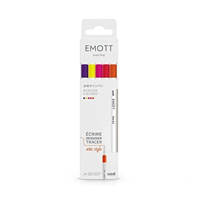 Afbeelding van Uni Emott Fineliner stiften Passion kleuren set van 5