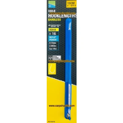 Afbeelding van Preston XSH B Hooklengths Barbless 15cm (8 pcs) Maat : haak 16 0.15mm