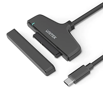 Afbeelding van UNITEK Converter USB C 3.1 naar SATA interface 6G, voor HDD en SSD harde schijven met grote capaciteit, super snel 6 GBPS, UASP functie, mat, zwart, Y 1096A