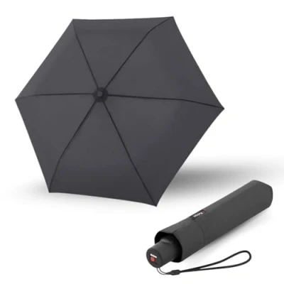Afbeelding van Knirps paraplu C.250 Light Duomatic Donkergrijs met parapluzak I Zakparaplu functie Automatisch openen sluiten drukknop Automatische &amp; lichtgewicht