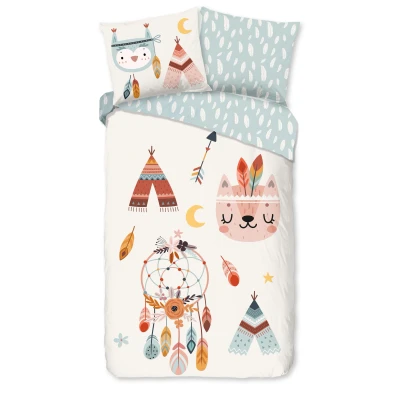 Afbeelding van Good Morning Kinderdekbedovertrek &quot;tipi tenten / boho&quot; Multi (140x200/220 cm) Katoen Flanel