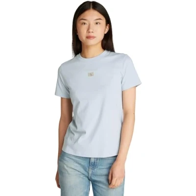 Afbeelding van CK JEANS Dames geweven label regulier T shirt J20J225243, Blauw (Niagara Mist), XL, XL