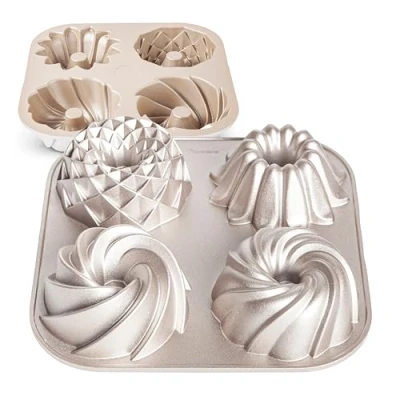 Afbeelding van Bakvorm, professionele kwaliteit cakevorm, zeer resistent, dubbele antiaanbaklaag, 4 muffins kogelhoepvorm, 24 cm