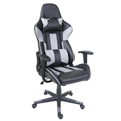 Afbeelding van Mendler Bureaustoel HWC F84, bureaustoel, gamingstoel, directiestoel, draaistoel, kunstleer zwart/grijs