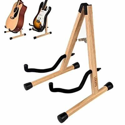 Afbeelding van LEKATO Houten Akoestische Gitaar Stand Vloer Hardhout Elektrische Bass Hout Klassieke Houder met Foam Gewatteerde Voor Gitaren Cello Banjo Mandoline Ukulele Echt