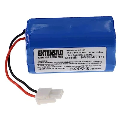 Afbeelding van EXTENSILO Batterij compatibel met Zaco A4, A6, A8, A9 stofzuiger Home Cleaner robot (3400 mAh, 14,8 V, Li Ion)