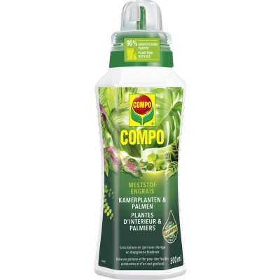 Afbeelding van COMPO Vloeibare Meststof Kamerplanten en Palmen voor stevige planten diepgroene bladeren fles 500 ml