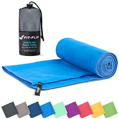 Afbeelding van Microvezel handdoeken compact, ultralicht &amp; sneldrogend handdoek de perfecte sporthanddoek, strandlaken en reishanddoek (50x100cm 1 stuk, Blauw)