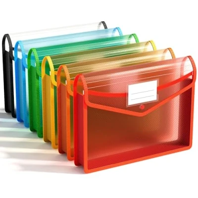 Afbeelding van Plastic Zak,6 stks Hoge Kwaliteit Waterdichte Transparante Envelop Polypropyleen Drukknop Map Document Houder Uitschuifbare A4 File,voor Kantoor Benodigdheden Reizen