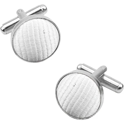 Afbeelding van Fako Bijoux® Manchetknopen Staal &amp; Streep Ø 16mm Wit