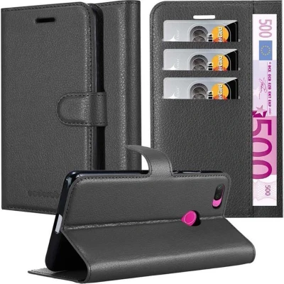 Afbeelding van Cadorabo Hoesje geschikt voor Xiaomi Mi 8 LITE in PHANTOM ZWART Beschermhoes met magnetische sluiting, standfunctie en kaartvakje Book Case Cover Etui
