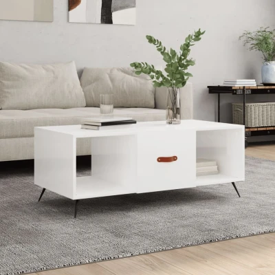 Afbeelding van Salontafel 102x50x40 cm bewerkt hout hoogglans wit