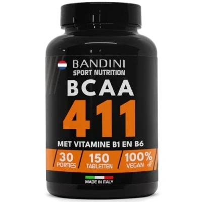 Afbeelding van Bandini® bcaa 4.1.1 150 tabletten, aminozuren met vertakte keten 4.1.1, L leucine, isoleucine, valine vitamine B1 en B6, veganistisch, voedingssupplement voor na de training