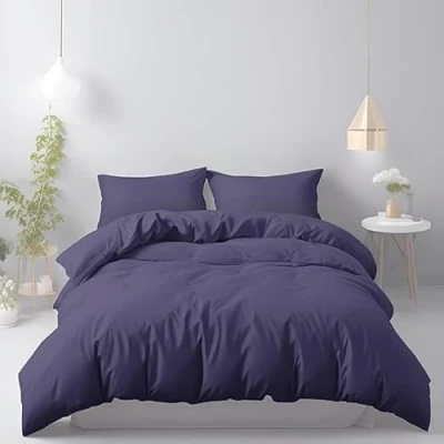 Afbeelding van LivinEase Geborstelde Microvezel 260 x 240cm Dekbedovertreksets 100 GSM Marineblauw Dekbedovertrek Met 2 Kussensloop (65 65cm) Hotelkwaliteit Hypoallergeen, Onderhoudsvriendelijk en Comfortabel