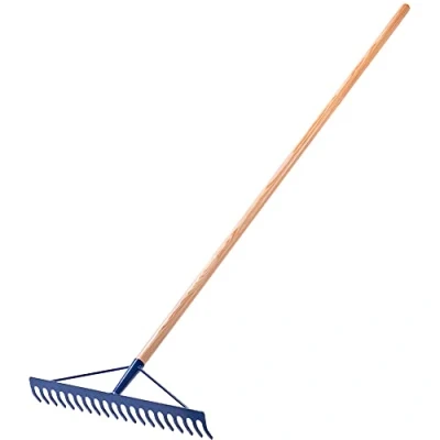 Afbeelding van KADAX hark, steenhark, tuinhark van staal, platte hark met versterkte kop, tuingereedschap voor het verzamelen stenen (met houten steel)
