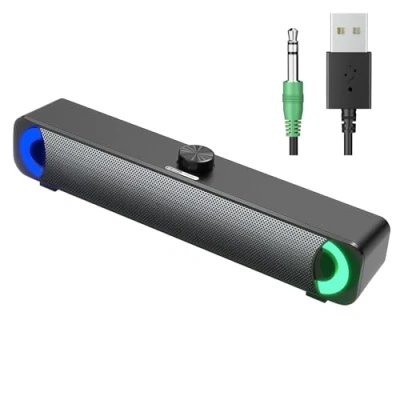 Afbeelding van HPYLIF·H USB computerluidspreker, RGB desktopsoundbar, bedrade soundbar met standaard 3,5 mm AUX aansluiting en interface, pc luidsprekers voor desktop, laptop, MP4, plug and play