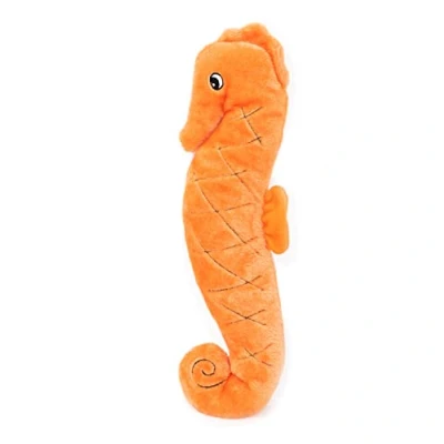 Afbeelding van ZippyPaws Jigglerz stoere vulling piepende pluche hond speelgoed, oceaan thema speelgoed zeepaardje