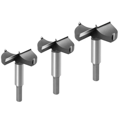 Afbeelding van flintronic Houtboren, 3 stuks (45/50/60 MM) hardmetalen houtfrees, de installatie van bolvormige houten deuren, laden, helpt je snel om schone gaten met vlakke bodem in hout te maken