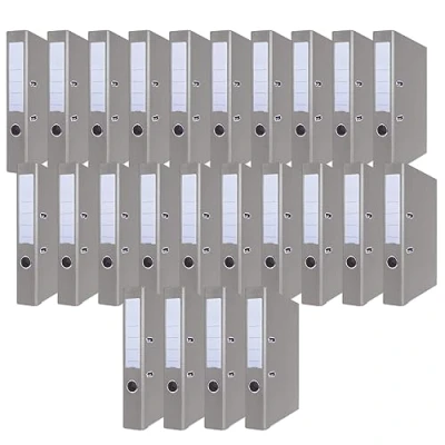Afbeelding van OFFICER PRODUCTS 24 pack ordners grijs DIN A4/50 mm/papier karton/kunststof bekleding PP sleufmap kantoormap kartonnen map aktenmap metaal randbescherming