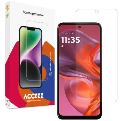 Afbeelding van Screenprotector Motorola Moto E15: Accezz Gehard Glas Zwarte randen