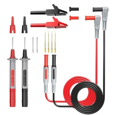 Afbeelding van Cleqee Testsnoerset voor multimeter, verlengsnoeren banaanstekker 4 mm met krokodillenklemmen, 8 testsondes, meetbitset (16 stuks).