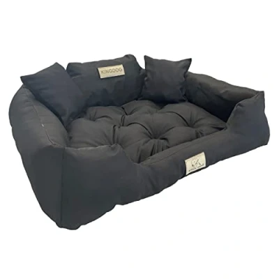 Afbeelding van KingDog Honden en kattenbed met twee kussen Wasbaar Buitenmaat 115x145cm Zwart