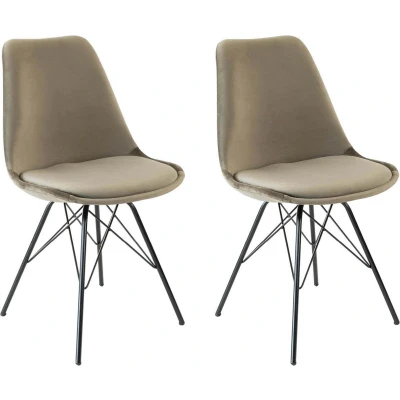Afbeelding van Kick kuipstoel Velvet taupe zwart frame set van 2