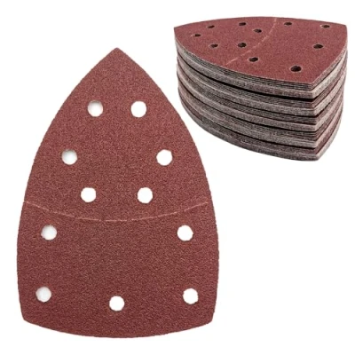 Afbeelding van Schuurpapier, driehoekige schuurmachine, 11 gaats schuurpads, korrelgrootte 60 muispapier, schuurbladen voor 155 x 108 mm, 50 stuks