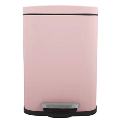 Afbeelding van Spirella Pedaalemmer Venice lichtroze 5 liter metaal L21 x H30 cm soft close toilet/badkamer Pedaalemmers