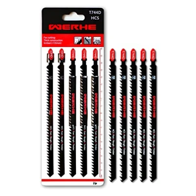 Afbeelding van WERKON 10 x professionele decoupeerzaagblad 180 mm T schacht T744D extra lang hout decoupeerzaagbladen