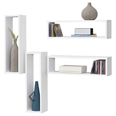Afbeelding van Wandplank Fagernes set van 4 59x14,5x17 cm wit