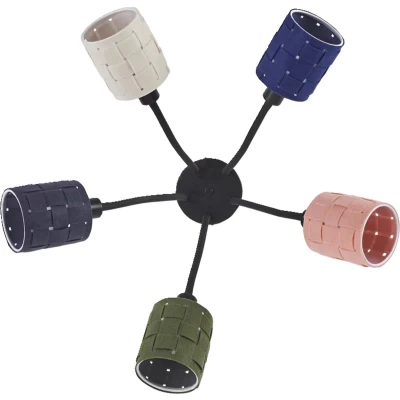 Afbeelding van LEDVANCE 5 flame Decor felt Weaving Cans and metal ceiling luminaire, E14, 630mm length, warm lighting thanks to woven lampshade, sustainable due replaceable light source, simple installation