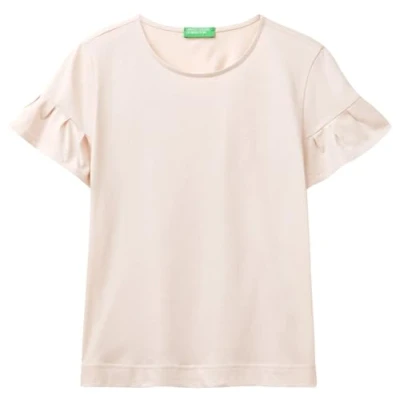 Afbeelding van Benetton dames T shirt met ruches in de kleur Oudroze, maat: S