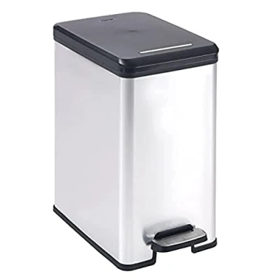Afbeelding van Curver Decobin Slimbin pedaalemmer 25L zilver metallic/zwart