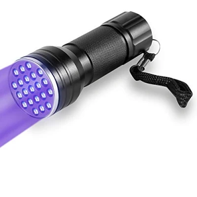 Afbeelding van UV Torch Ultraviolet Flashlight, 21 LED Blacklight Flashlight Torch, Portable Lamp for Pet Urine Detector, Find Stains on Clothes Carpet Rugs Floor
