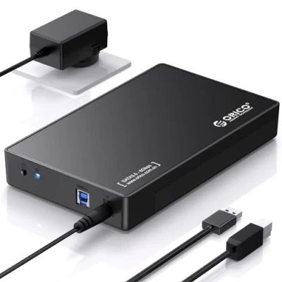 Afbeelding van ORICO USB 3.0 externe harde schijf behuizing voor 3,5/2,5 inch SATA schijf/SSD tot 16 TB, 3,5 gereedschapsloze HDD met 12V/2A voeding en UASP versnelling (3588US3)