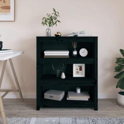 Afbeelding van Boekenkast 80x35x97 cm massief grenenhout zwart
