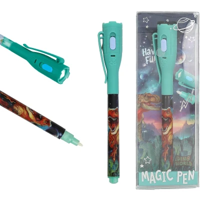Afbeelding van Depesche 13381 Dino World Geheime pen met dinosaurusmotief, onzichtbare inkt en UV licht, incl. batterijen