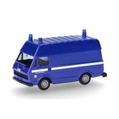 Afbeelding van Herpa automodel VW LT Kastenwagen Hochdach &quot;THW&quot; (BASIC), schaal 1:87, voor diorama, modelbouw, verzamelobject, Made in Germany, kunststof