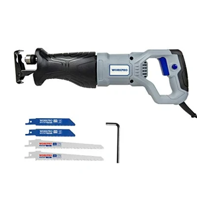 Afbeelding van WORKPRO Reciprozaag, universele zaag, 2800 tpm, 710 W, heflengte 20 mm, met 4 zaagbladen voor hout en metaal, gereedschapsloze vervanging van het zaagblad