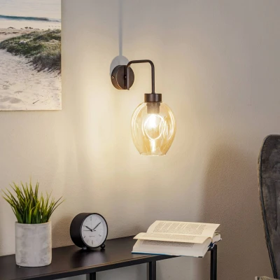 Afbeelding van EMIBIG LIGHTING Wandlamp Lukka, 1 lamp, zwart/amber