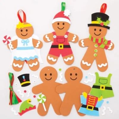 Afbeelding van Baker Ross AT192 Gingerbread Man mix &amp; match decoratiesets, kerstkunsten en ambachten (6 stuks)